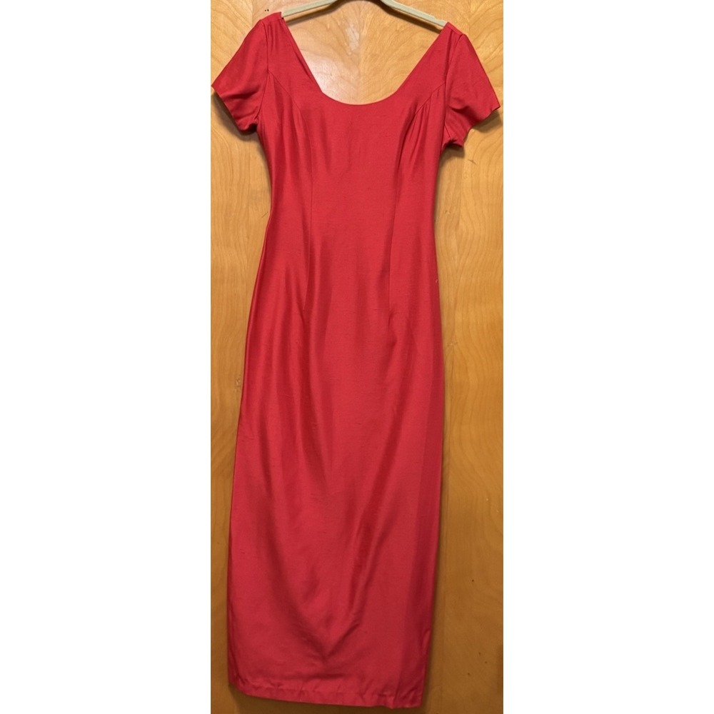 Vtg Jordan Tailored Column Retro Cocktail Dress Scoop Neck Back Bow Union Tag 9